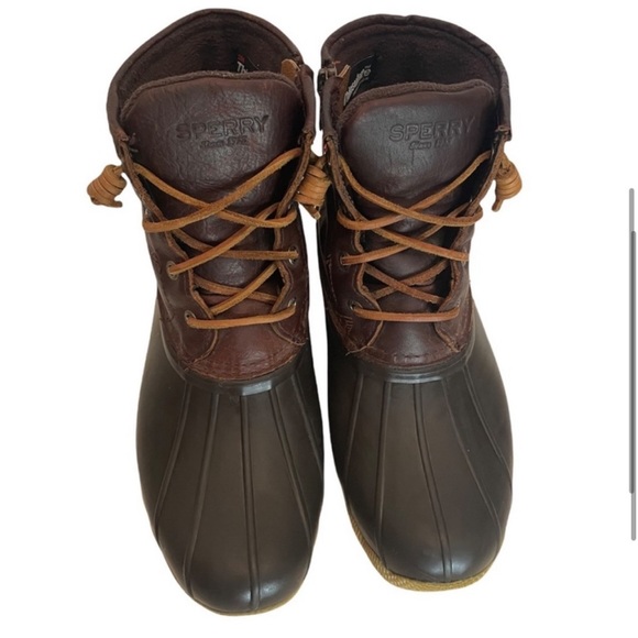 Sperry slip on waterproof rubber & leather boot thinsulate brown blue size 7 1/2 - Picture 3 of 13